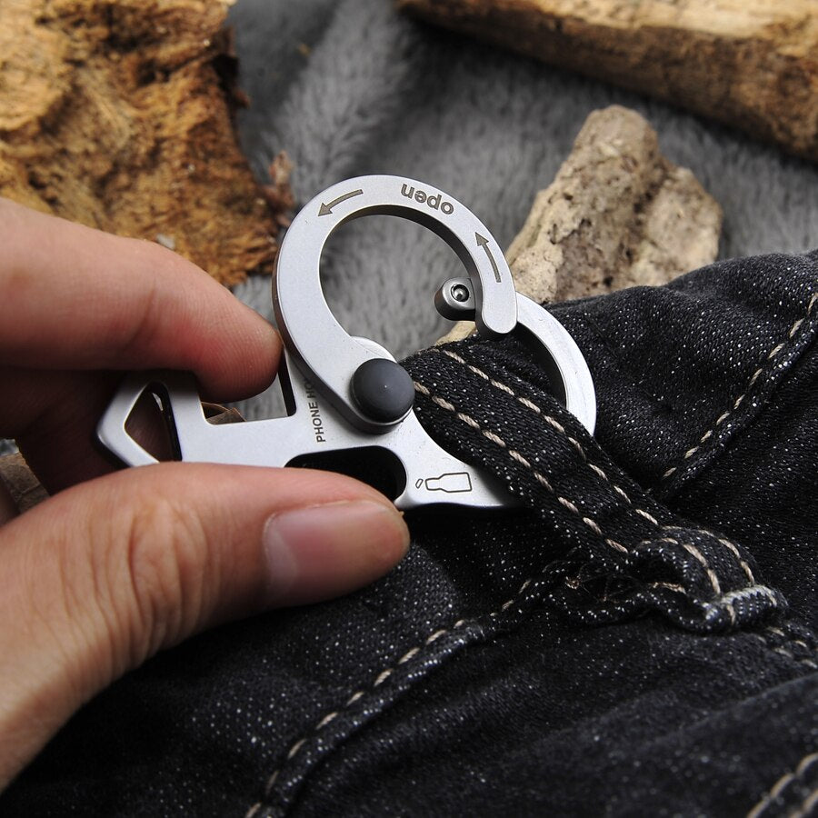 Stainless Steel Carabiner Bottle Opener Keychain EDC Gear Outdoor Hiking Hunting