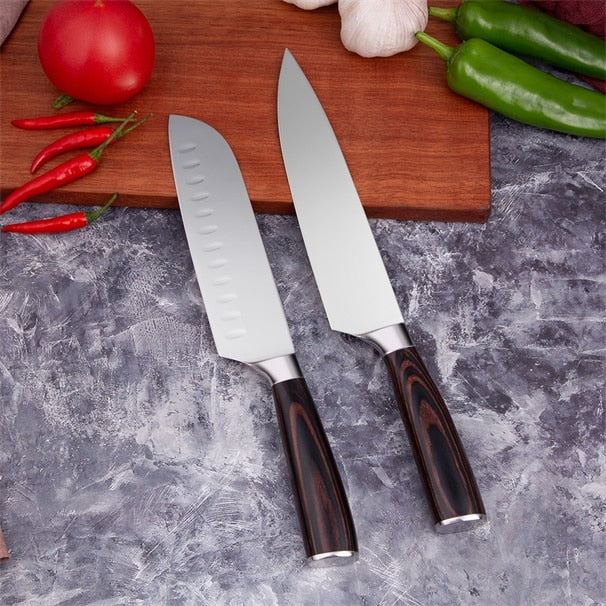 Mokithand Kitchen Knife Set Professional Japanese Chef Knives 7CR17 High Carbon Stainless Steel Meat