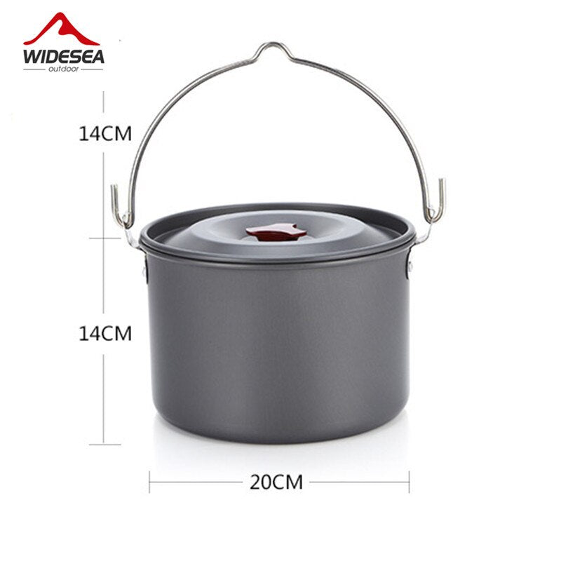 Widesea 4L Camping Hanging Pot Cookware Outdoor Bowler Tableware 4-6 Persons