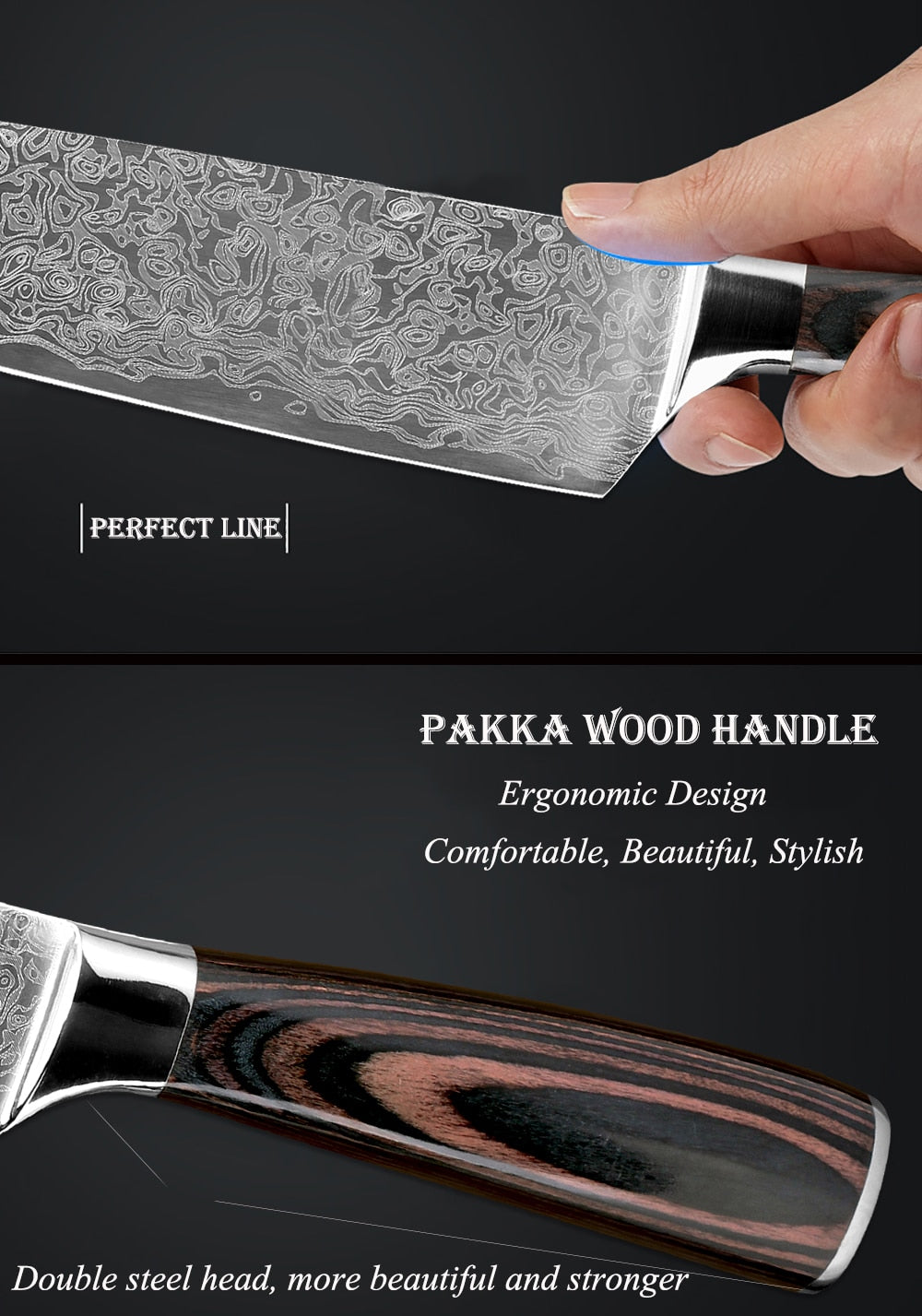 Stainless steel  kitchen knives Japanese Damascus Pattern chef knife sets Cleaver Paring Santoku