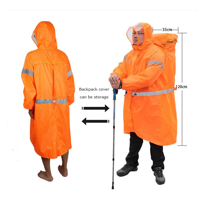 Unisex Reflective Outdoor Climbing Bag Backpack Raincoat Rain Cover One-piece Rain Poncho