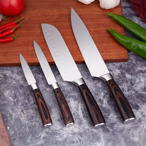 Mokithand Kitchen Knife Set Professional Japanese Chef Knives 7CR17 High Carbon Stainless Steel Meat