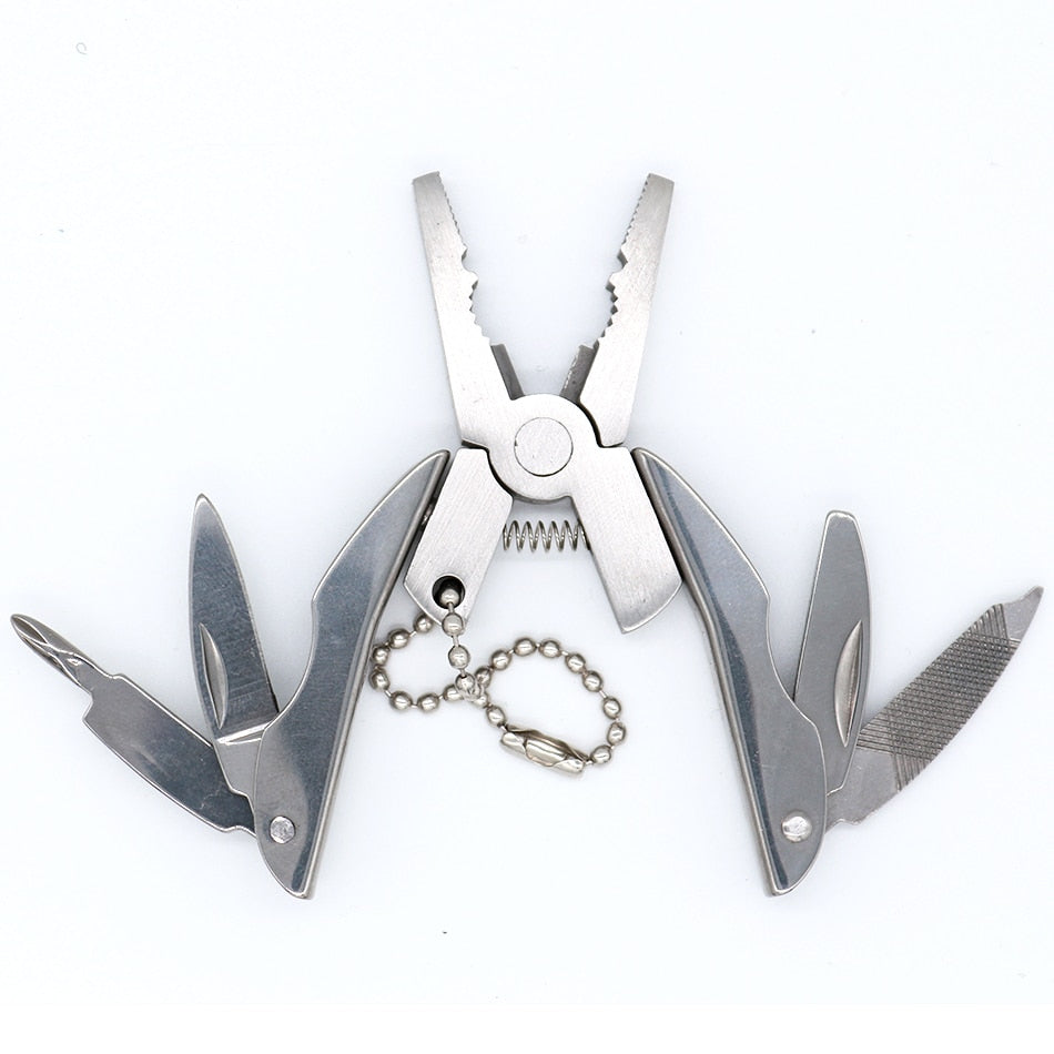 Outdoor Mini Folding Muilti-functional Plier Clamp Keychain Outdoor Hiking Tool pocket knife