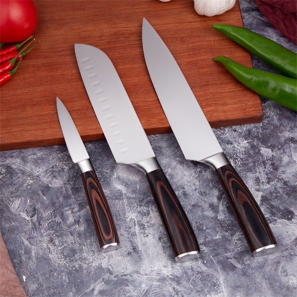 Mokithand Kitchen Knife Set Professional Japanese Chef Knives 7CR17 High Carbon Stainless Steel Meat