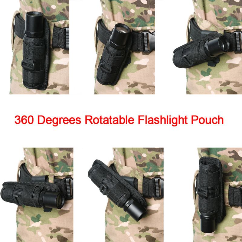 1 Pc Tactical 360 Degrees Rotatable Flashlight Pouch Bag Holster Torch Case for Belt Torch