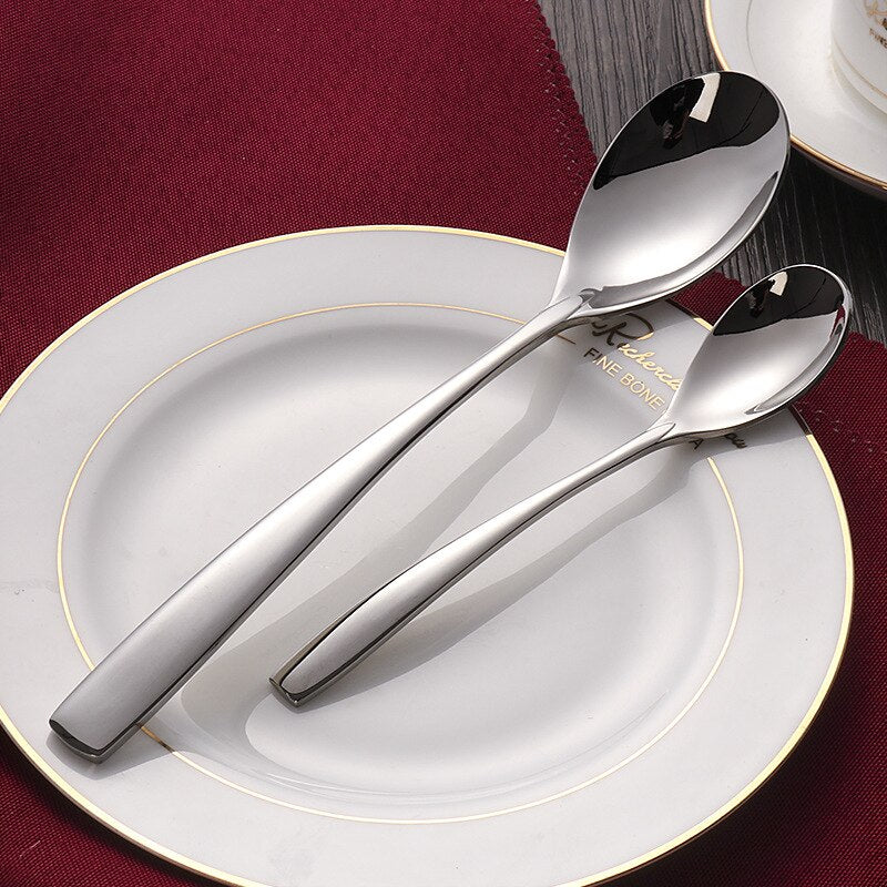 24/4pcs Dinnerware Stainless Steel Cutlery Set Knives Forks S poons Royal Silver