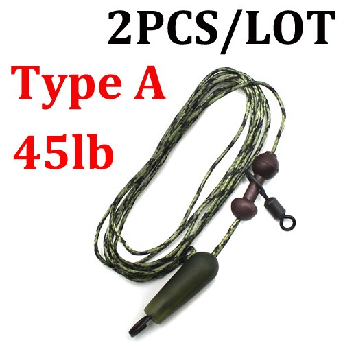 2PCS Carp Fishing Line Ready Tied Lead Core Leaders Helicopter Rig Chod Rig