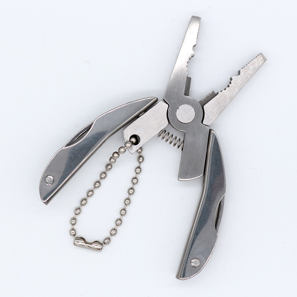 Outdoor Mini Folding Muilti-functional Plier Clamp Keychain Outdoor Hiking Tool pocket knife