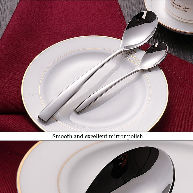 24/4pcs Dinnerware Stainless Steel Cutlery Set Knives Forks S poons Royal Silver