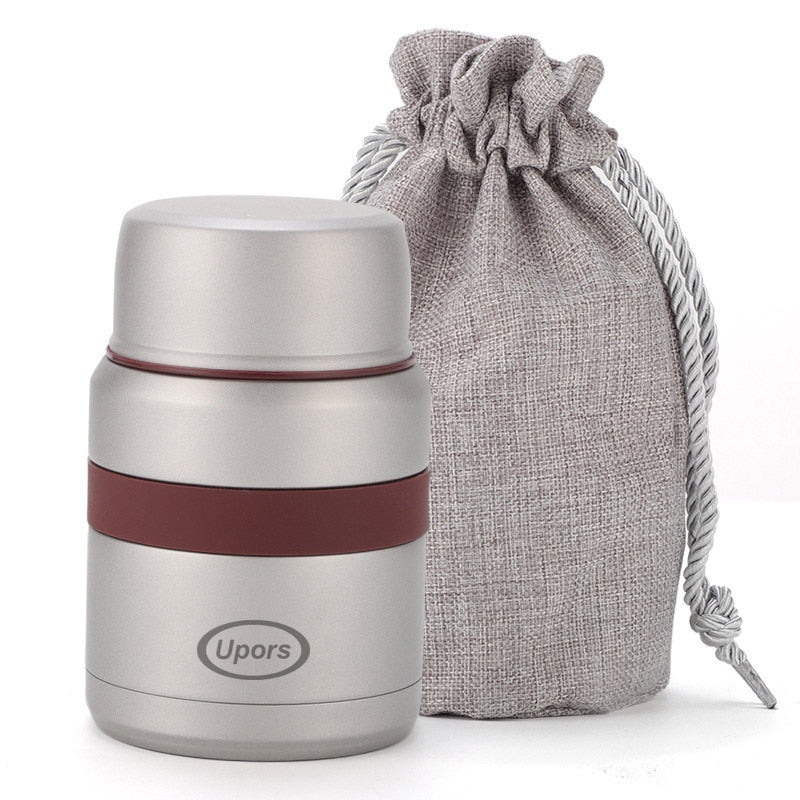 UPORS 350ml Food Thermos With Bag 304 Stainless Steel Double Wall Vacuum Soup Food