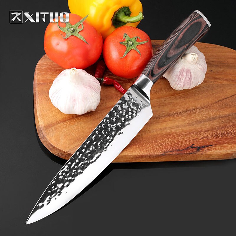 XITUO New Chef Knives 8"inch Handmade Forged 7Cr17Mov Stainless Steel Sharp Kitchen