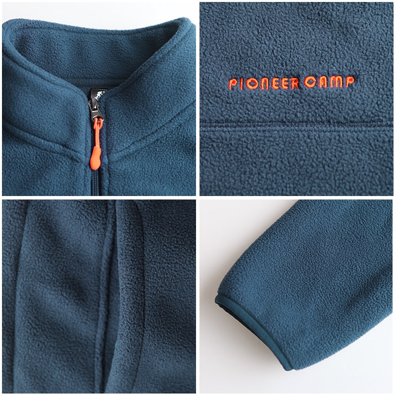 Pioneer Camp warm fleece hoodies men brand-clothing autumn winter zipper sweatshirts