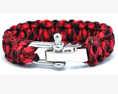 Camping Survival Bracelet Men Camping Outdoor Woven Parachute Shackle Pin Buckle Adjustment