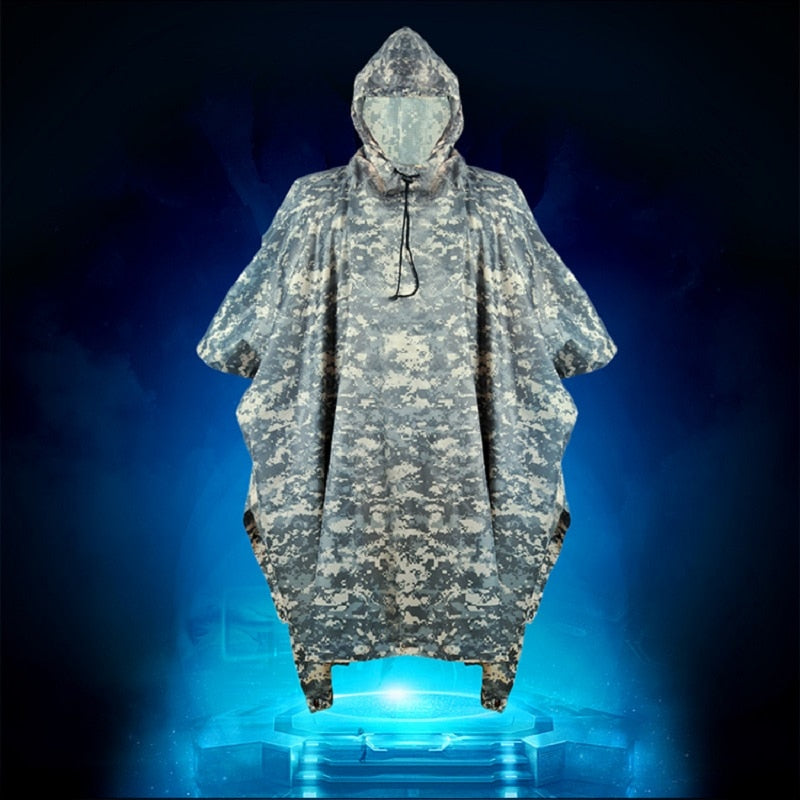 Outdoor Military Breathable Camouflage Poncho Jungle Tactical Raincoat Birdwatching Rain Gear