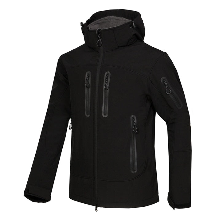 Custom Print New Softshell Jacket Men Waterproof Fleece Thermal Outdoor Hooded Hiking Coat