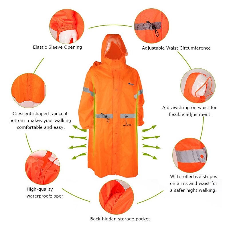 Unisex Reflective Outdoor Climbing Bag Backpack Raincoat Rain Cover One-piece Rain Poncho