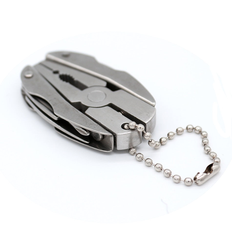 Outdoor Mini Folding Muilti-functional Plier Clamp Keychain Outdoor Hiking Tool pocket knife