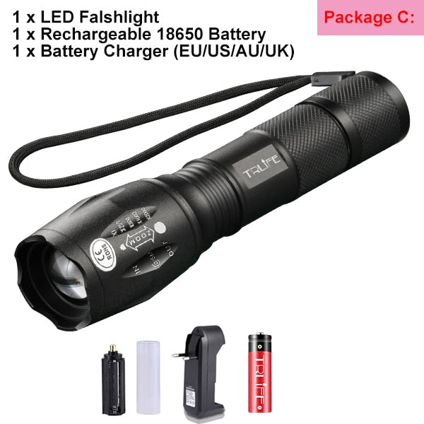 A New Generation XHP270 LED Flashlight Powerful USB Torch Self-Defense T6 Tactical Mini