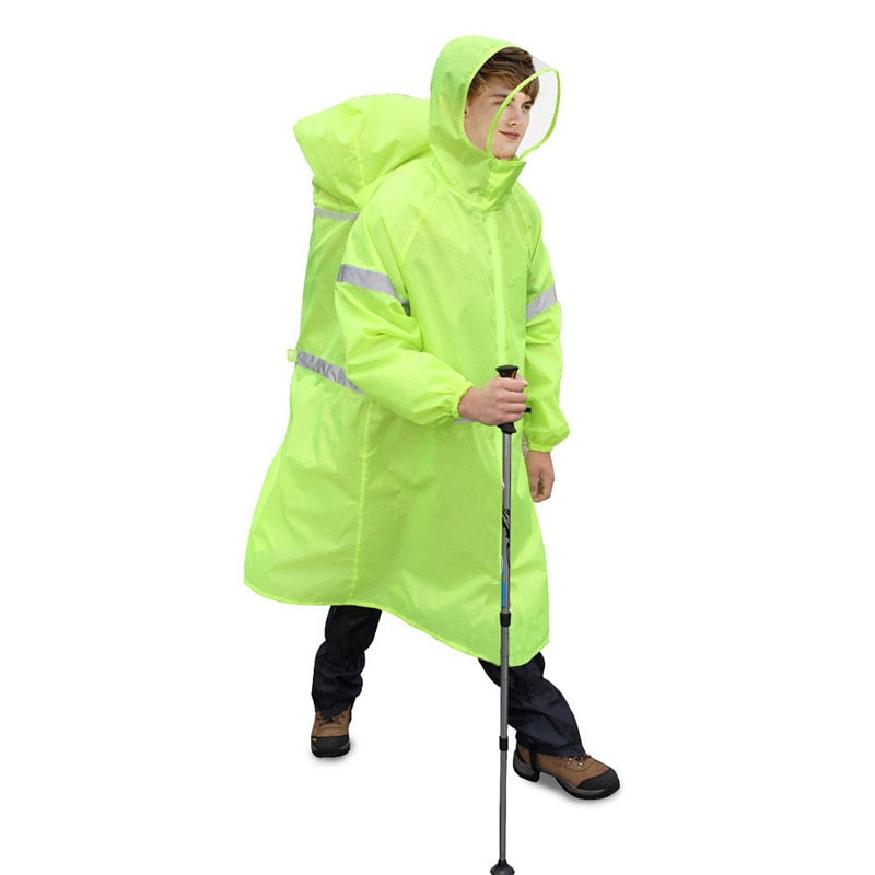 Unisex Reflective Outdoor Climbing Bag Backpack Raincoat Rain Cover One-piece Rain Poncho