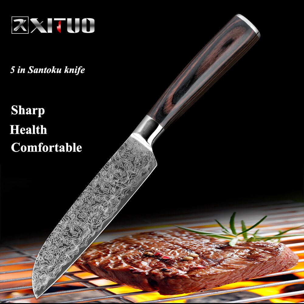 Stainless steel  kitchen knives Japanese Damascus Pattern chef knife sets Cleaver Paring Santoku