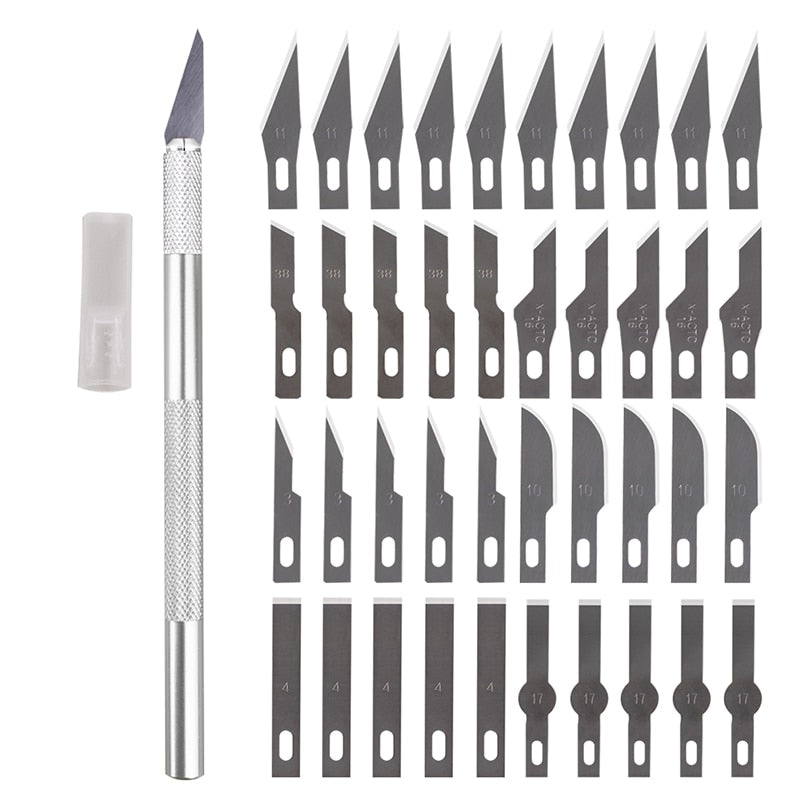 Non-Slip Metal Scalpel Knife Tools Kit Cutter Engraving Craft Knives +5/40/45pcs Blades Tools