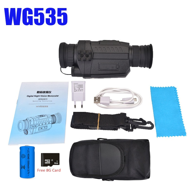 WG540 Infrared Digital Night Vision Monoculars with 8G TF card full dark