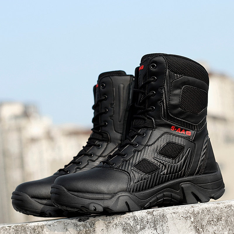 High Top Tactical Boots Men Shoes Waterproof Hiking Outdoor Hunting Mountain Desert Combat Military