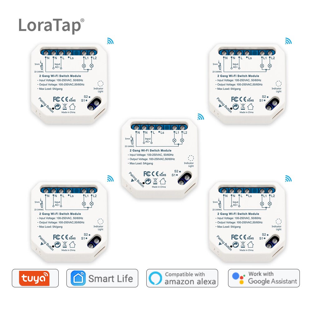 Wifi Switch 2 Gang Relay Breaker Module Smart Lighting Google Home Alexa Echo Remote