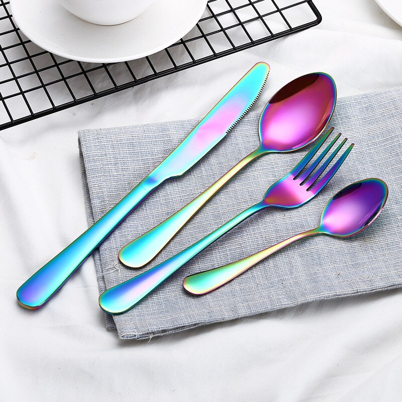 Forks Knives Spoons Stainless Steel Silverware Set Tableware Set Cutlery Knives Sets Tea