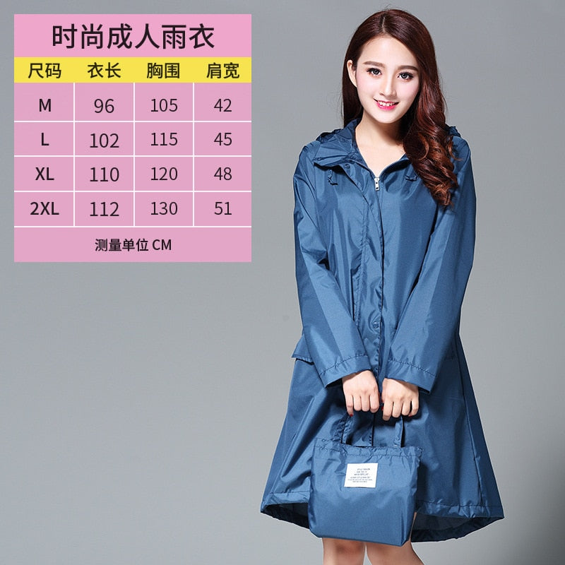 Long Raincoat Women Waterproof Windproof Hooded Light Hiking Coat Ponchos