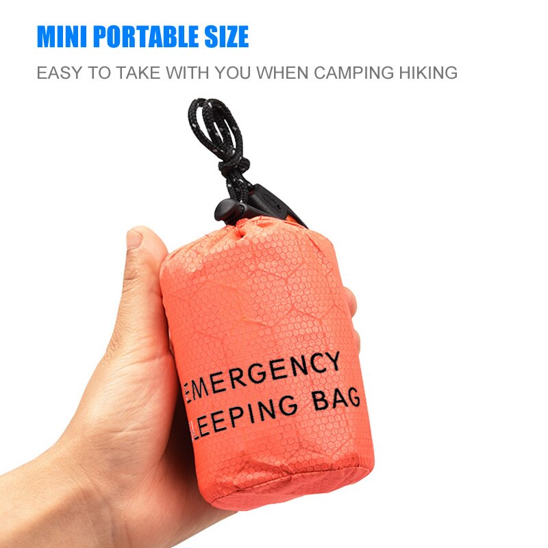 Portable Emergency Sleeping Bag With Whistle PE Aluminum Film Outdoor Survival Tools