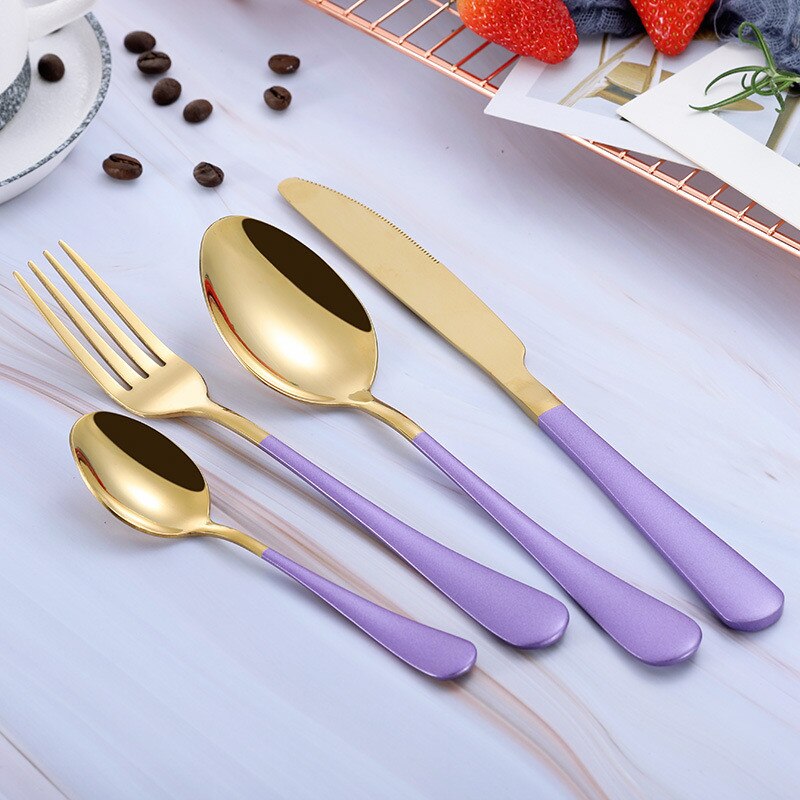 Forks Knives Spoons Stainless Steel Silverware Set Tableware Set Cutlery Knives Sets Tea