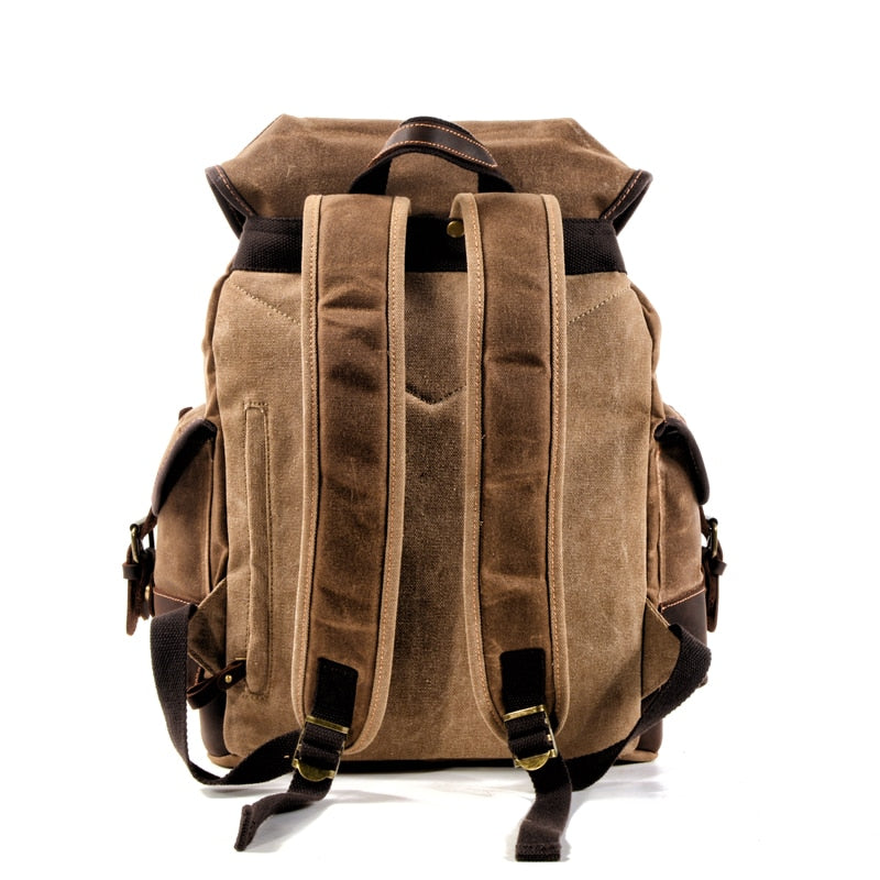 Waxed Canvas Backpack Men Backpacks Leisure Rucksack Travel School Bag Laptop