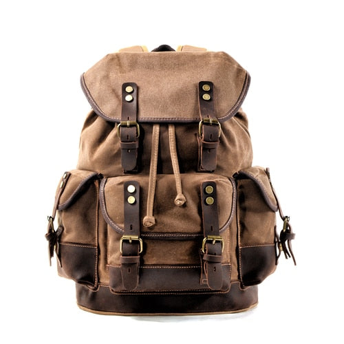 Waxed Canvas Backpack Men Backpacks Leisure Rucksack Travel School Bag Laptop