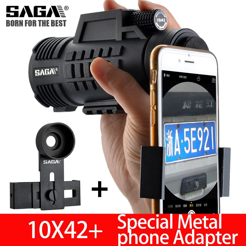 Saga Professional Monocular Telescope 8/10/12X42/50 Mini Telescopio Bak4 Prism Compact