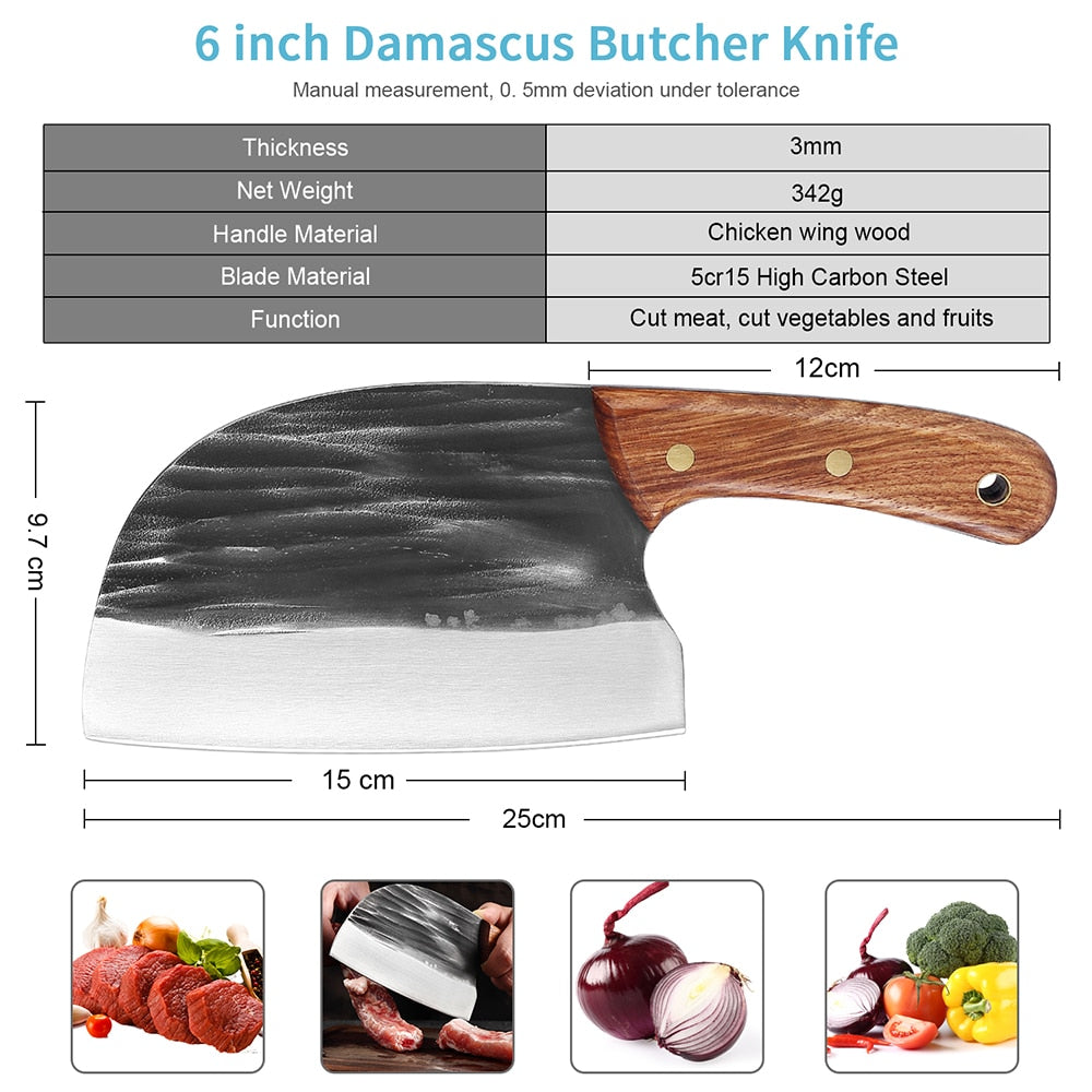 XITUO 6 Inch Handmade Knife High-carbon Clad Steel Super Butcher Cutting Nakiri Knife