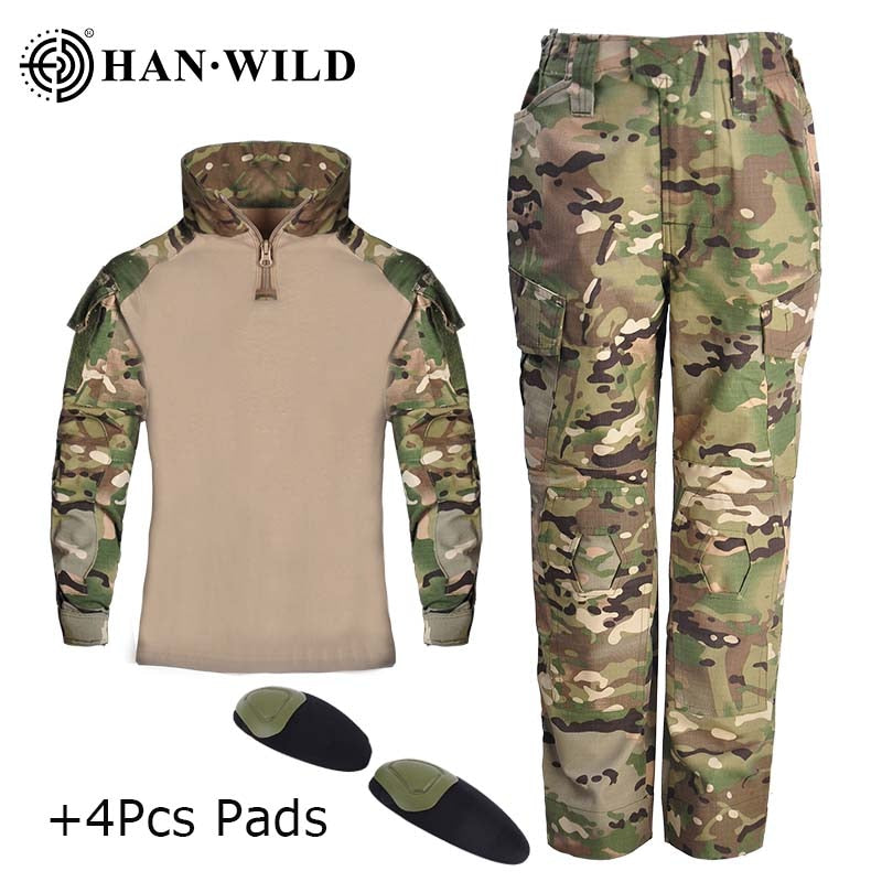 Children's Camo Training Clothes Suit Outdoor Field Camping Hunting Clothes Military Combat