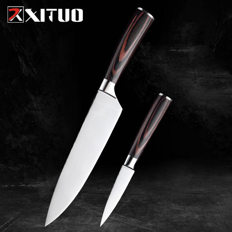 XITUO Kitchen Knife Set Stainless Steel Paring Utility Santoku Chef Sliced fruit knife Bread