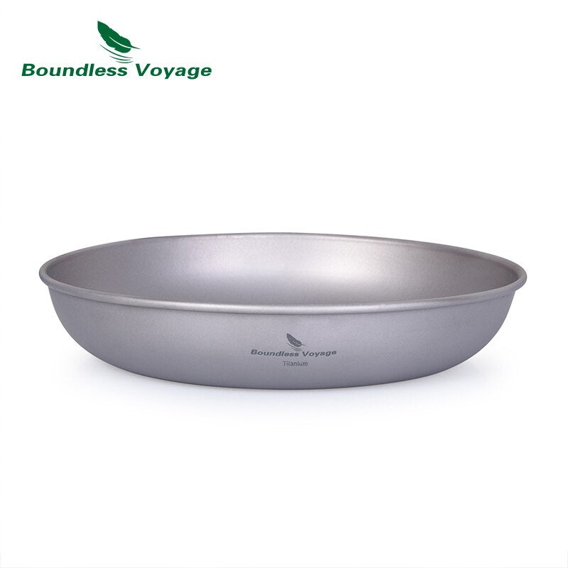 Boundless Voyage Ultralight Titanium Pan Dish Plate with Carry Mesh Bag Outdoor Camping Kit