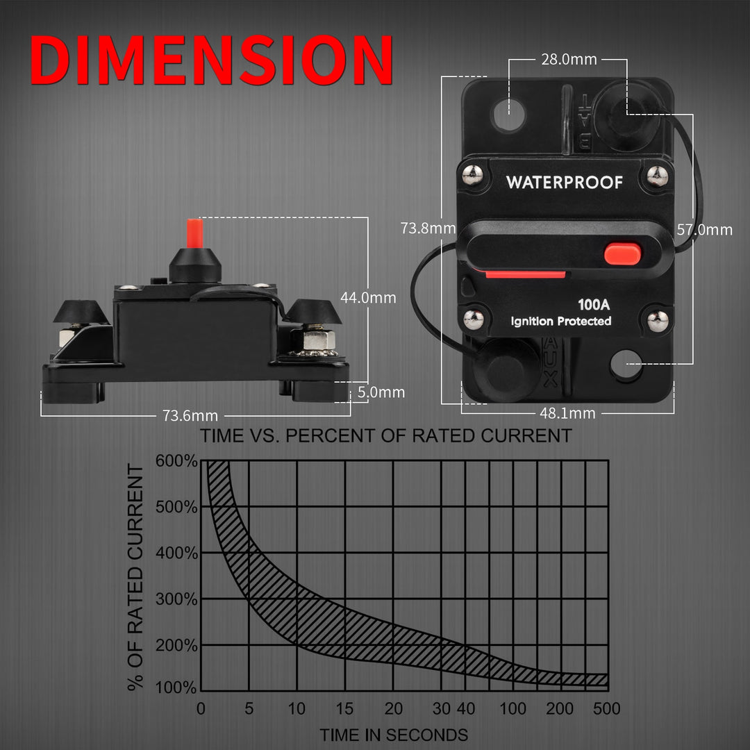 30A-300A Fuse 12V Circuit Breaker Manual Reset Fuse Car Boat Manual Power Protect