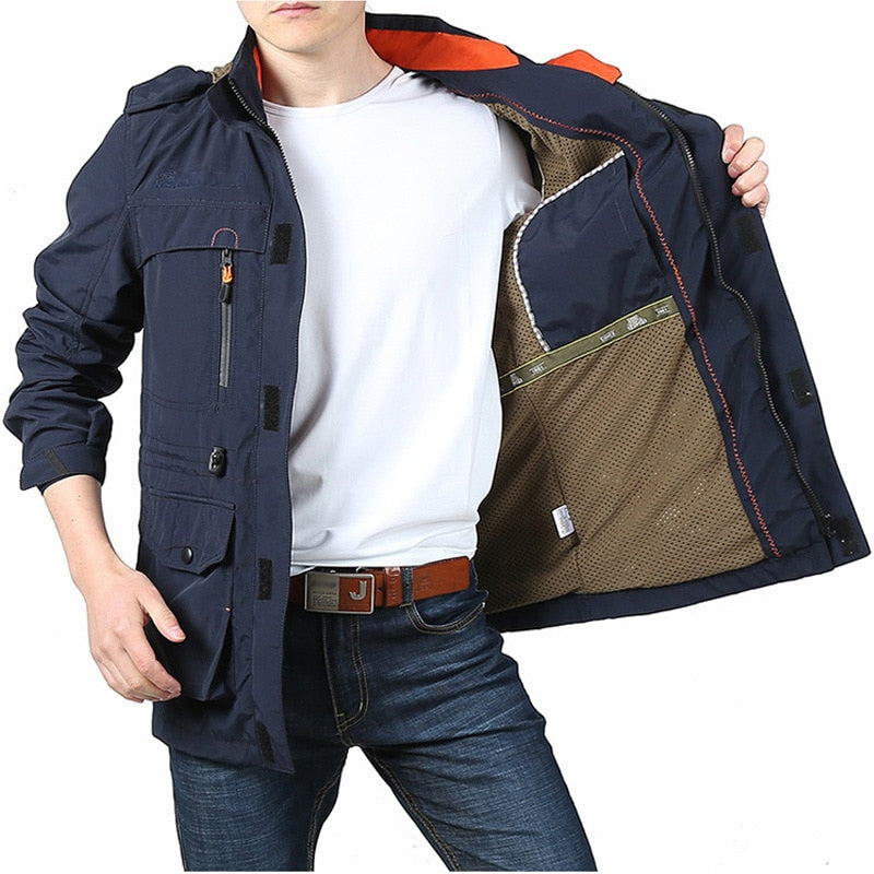 Spring Men Military Tactical Jackets Multi-Pockets Waterproof Casual Windbreaker Mens