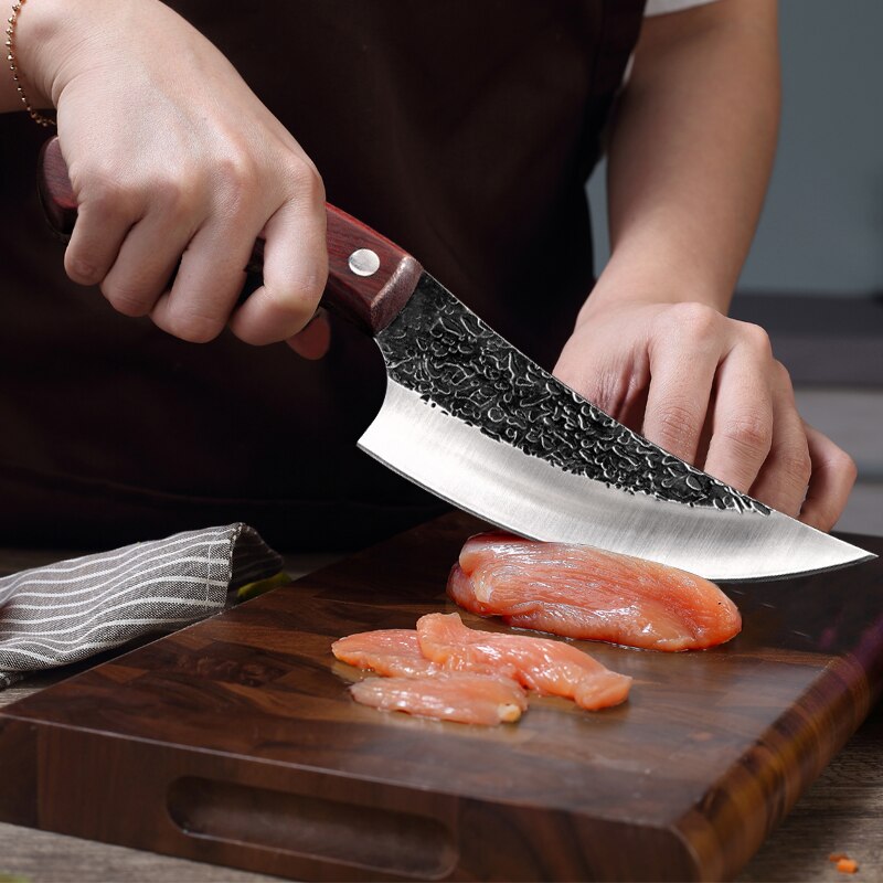 5" Meat Cleaver Boning Knife Outdoor Camping Hunting Forged Stainless Steel Chef