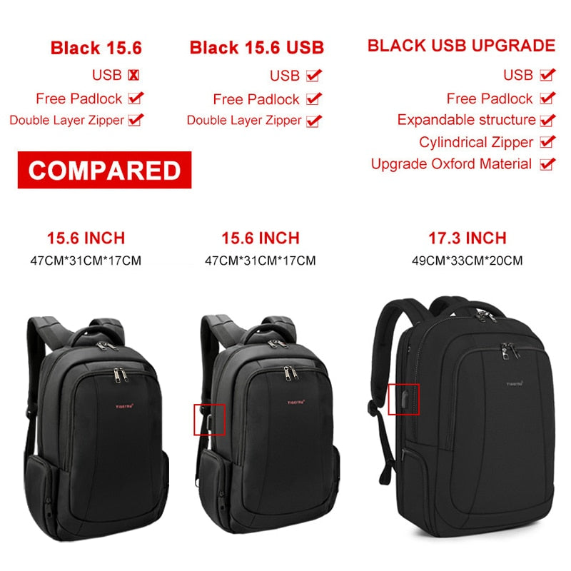 Men's Backpack 15.6 17.3inch Laptop For Anti Theft School Travel Bag Mochila