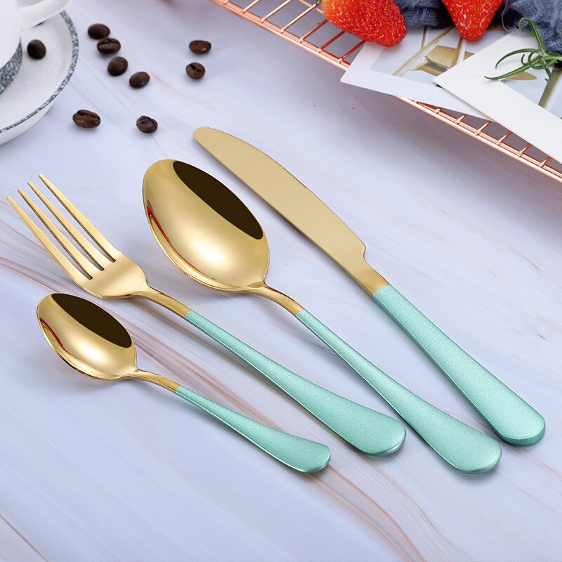 Forks Knives Spoons Stainless Steel Silverware Set Tableware Set Cutlery Knives Sets Tea