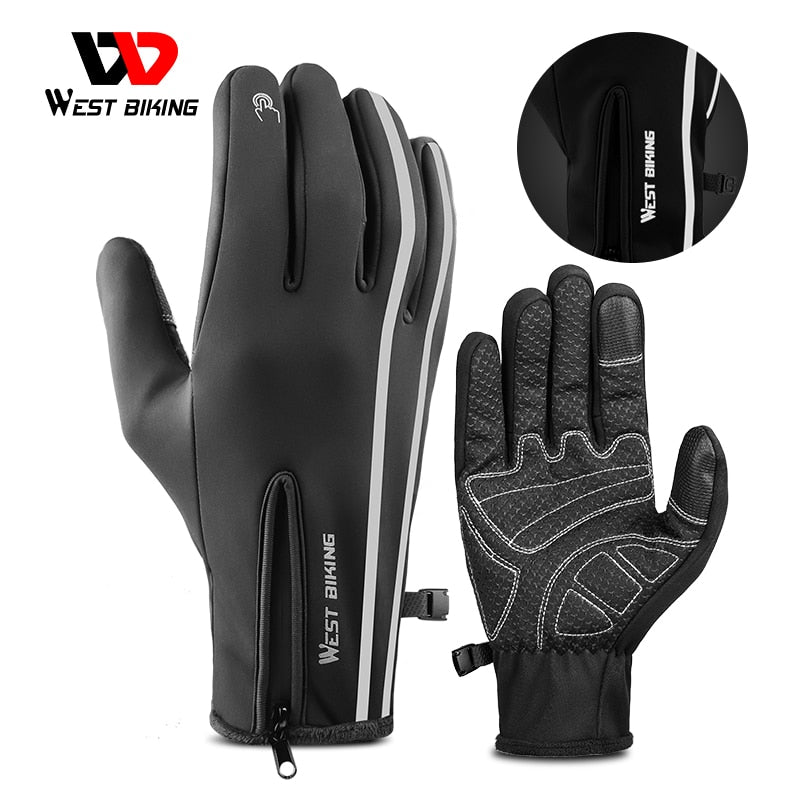 WEST BIKING Cycling Gloves Winter Fleece Thermal MTB Bike Gloves Touch Screen Outdoor