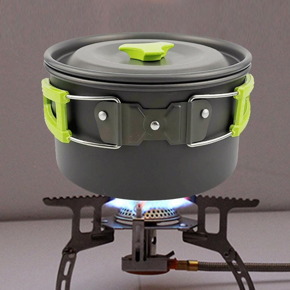 Camping Portable Pot Pan Cup Teaport Set Folding Outdoor Cooking Set Hiking Picnic Tableware Tool