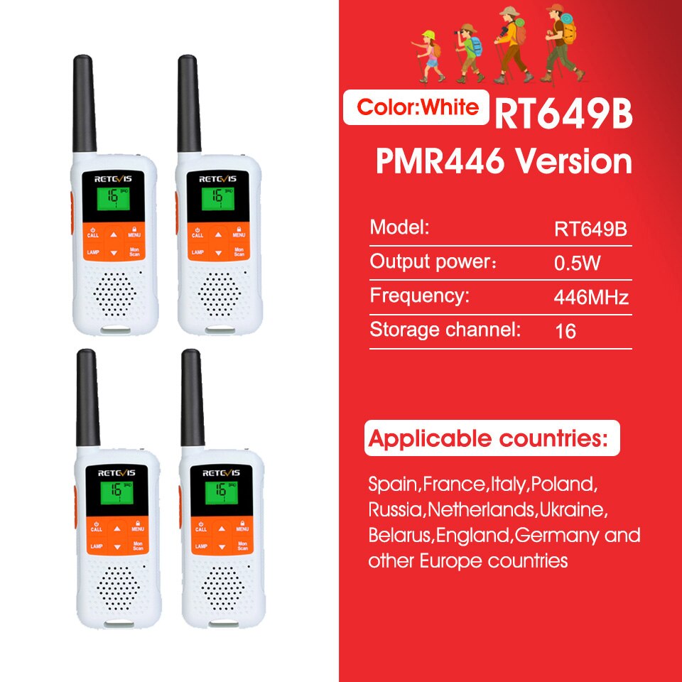 Retevis RT649B Walkie Talkie 2 or 4 Pcs PMR446 Walkie-talkies 1.8km for Motorola Two-way