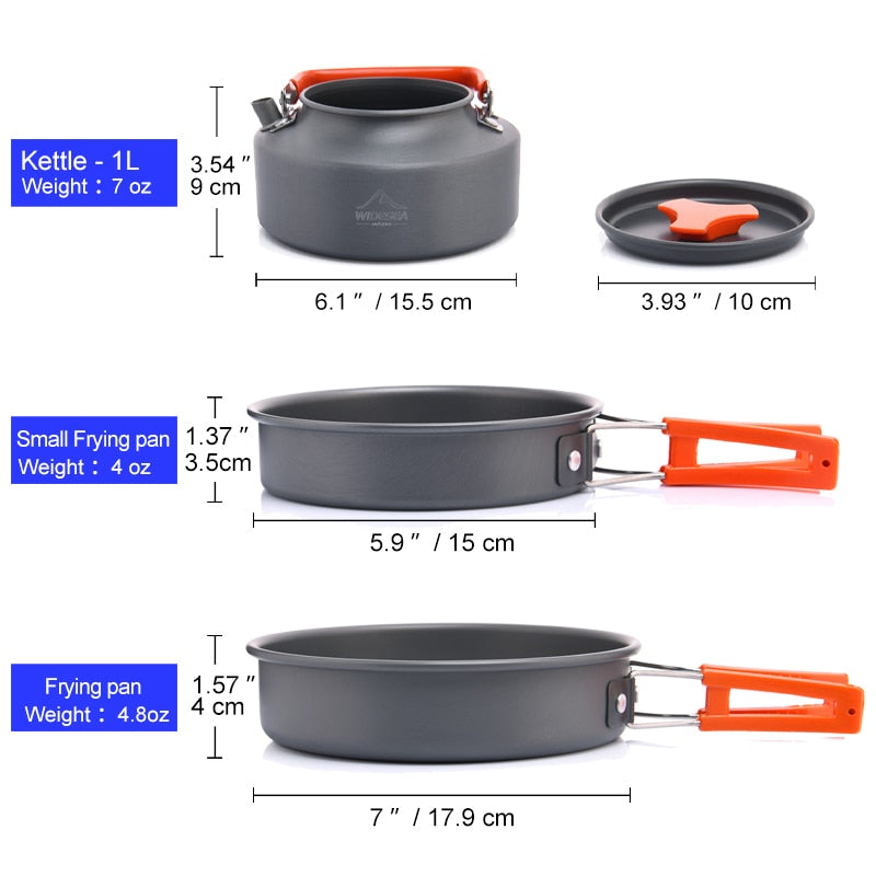 Widesea Camping Tableware Outdoor Cookware Set Pots Tourist Dishes Bowler Kitchen