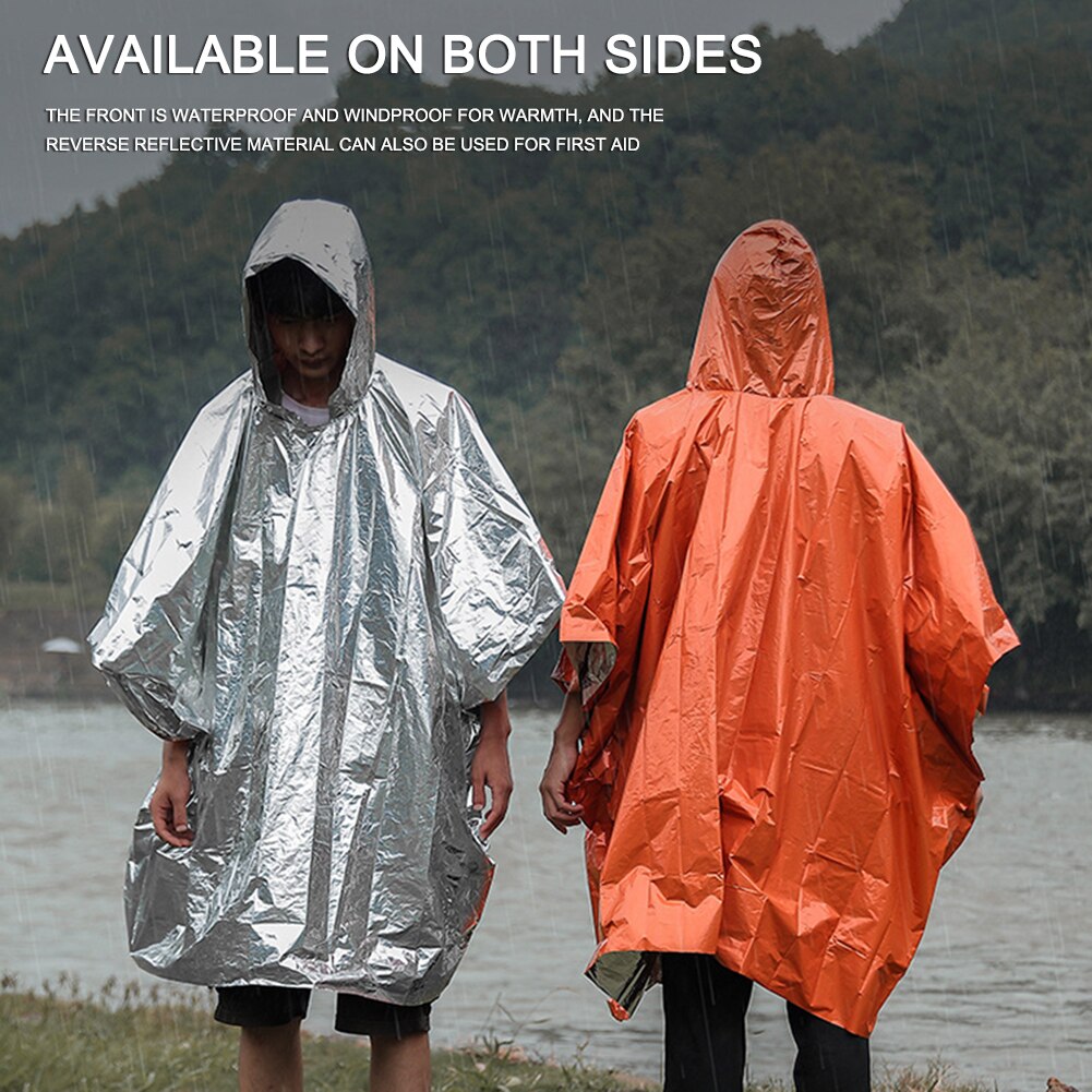 Waterproof Emergency Motorcycle Raincoat Aluminum Film Poncho Cold Insulation Rainwear