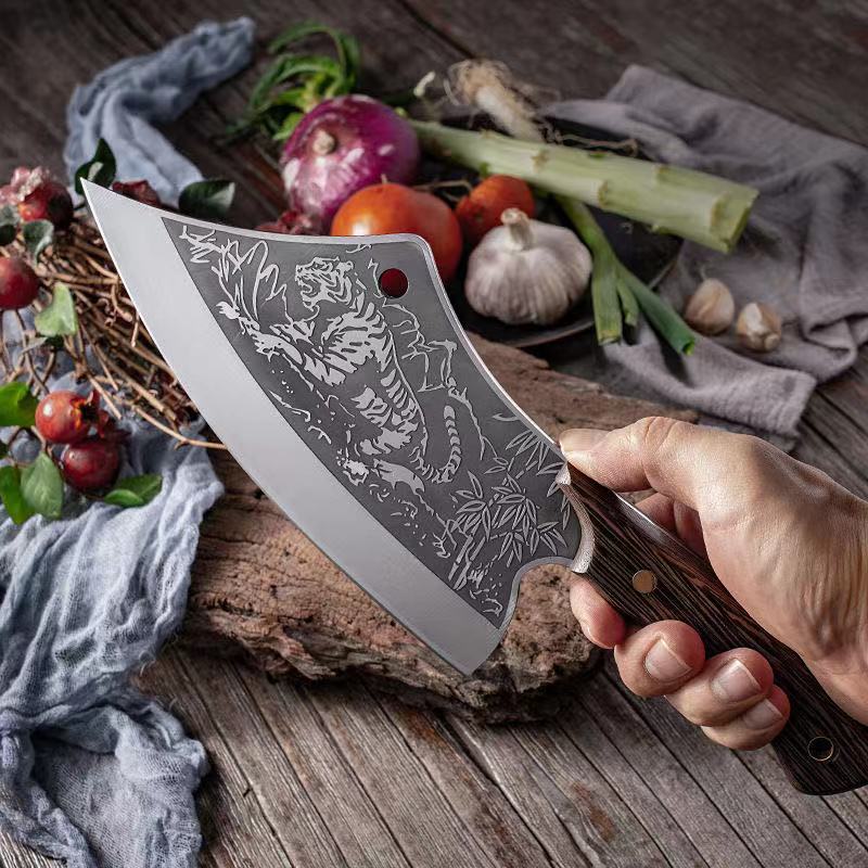 8 Inch Stainless Steel Butcher Knife Fishing Hunting Handmade Forged Bone Knife Meat Cleaver